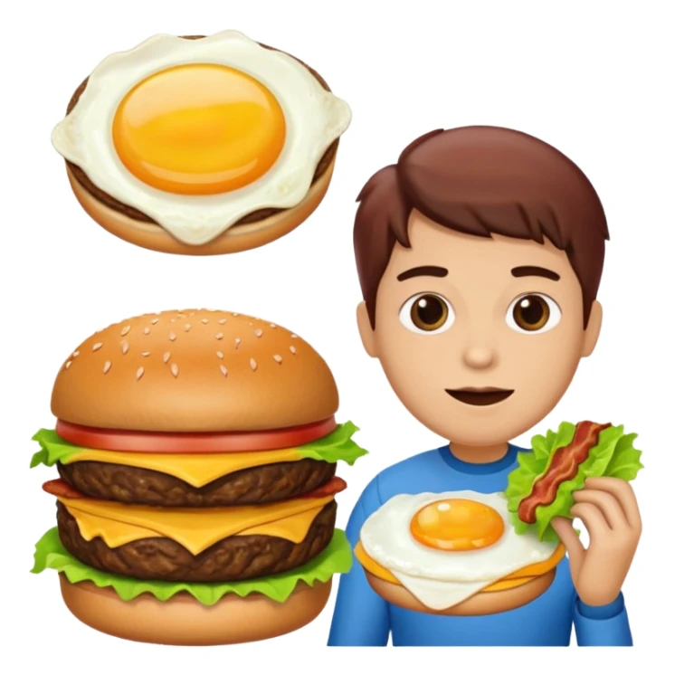 can you make me a breakfast item mixed into a lunch item? so like half burger half breakfast sandwhich. can you make the half be vertical so left side is breakfast sandwhich and right side is a burger sticker
