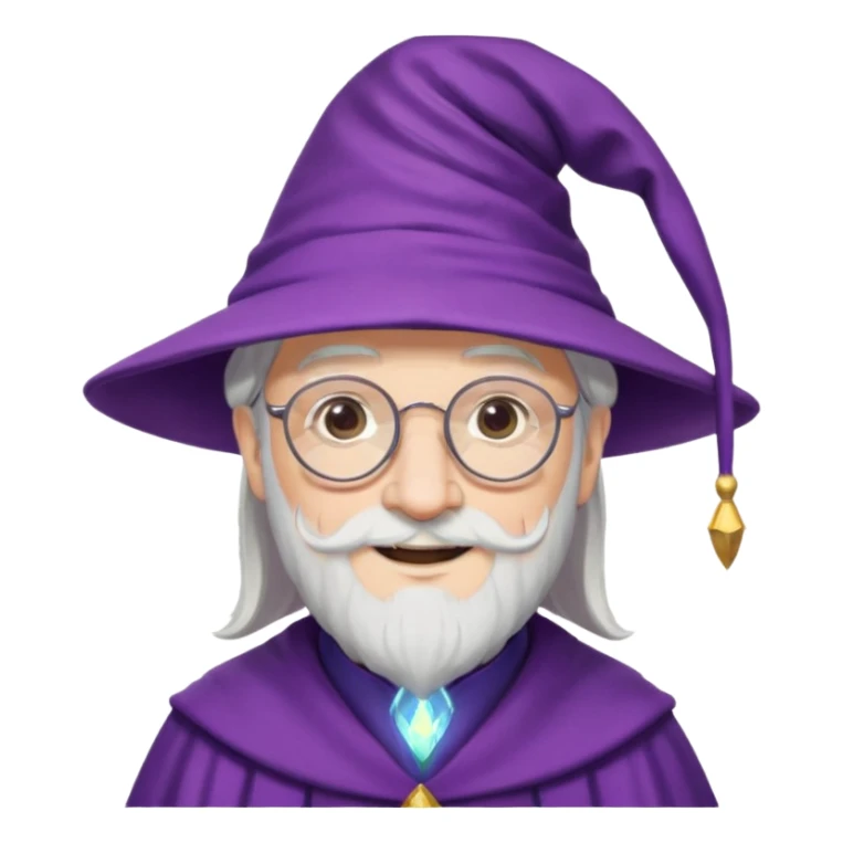 dumbledore white hair, wear glasses, purple magic hat sticker