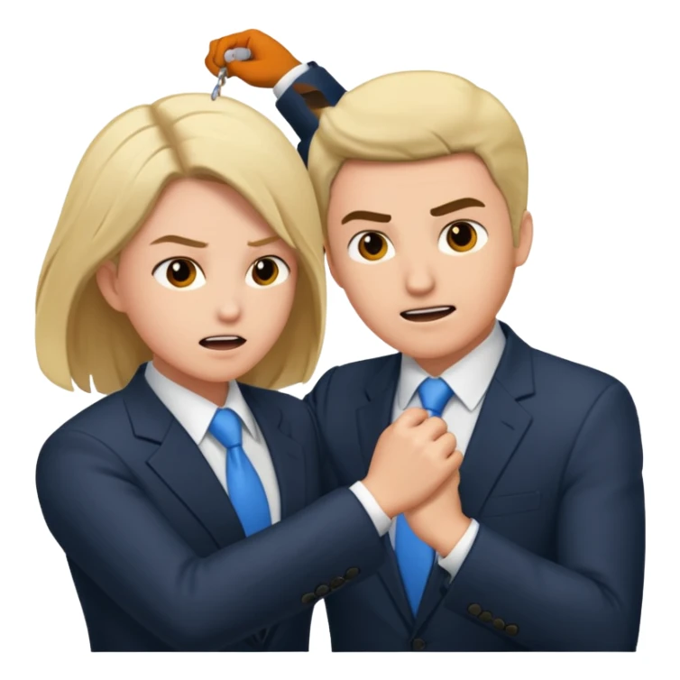 concurrents, deux chefs d'entreprise qui se tire les cheveux ils se battent  sticker