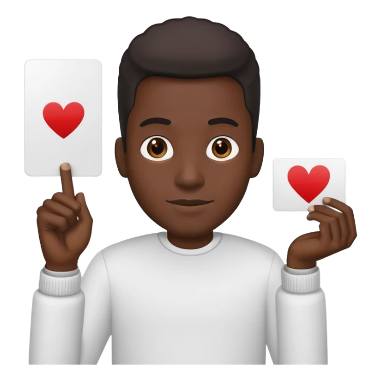 black man holding a card up in one hand sticker