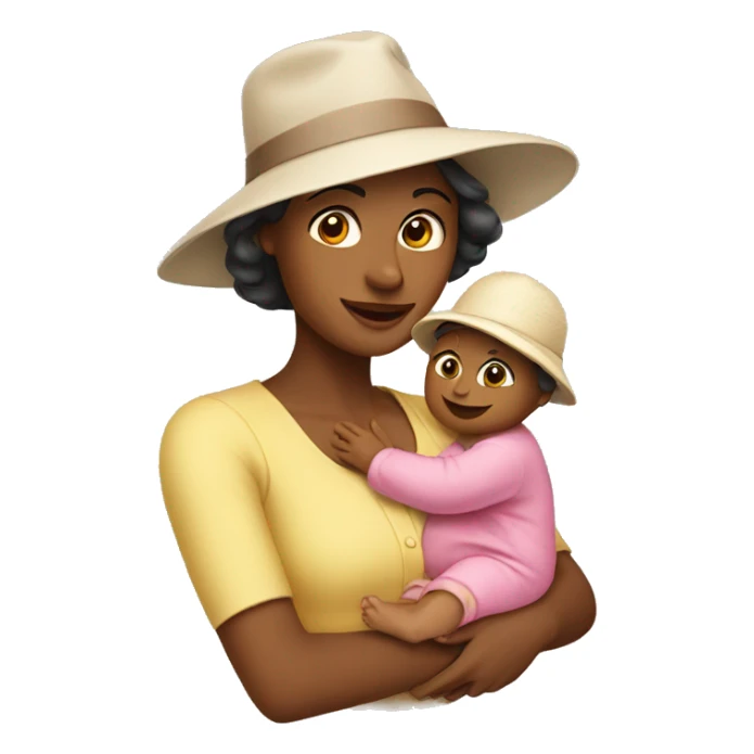 lady with a baby and a hat on sticker