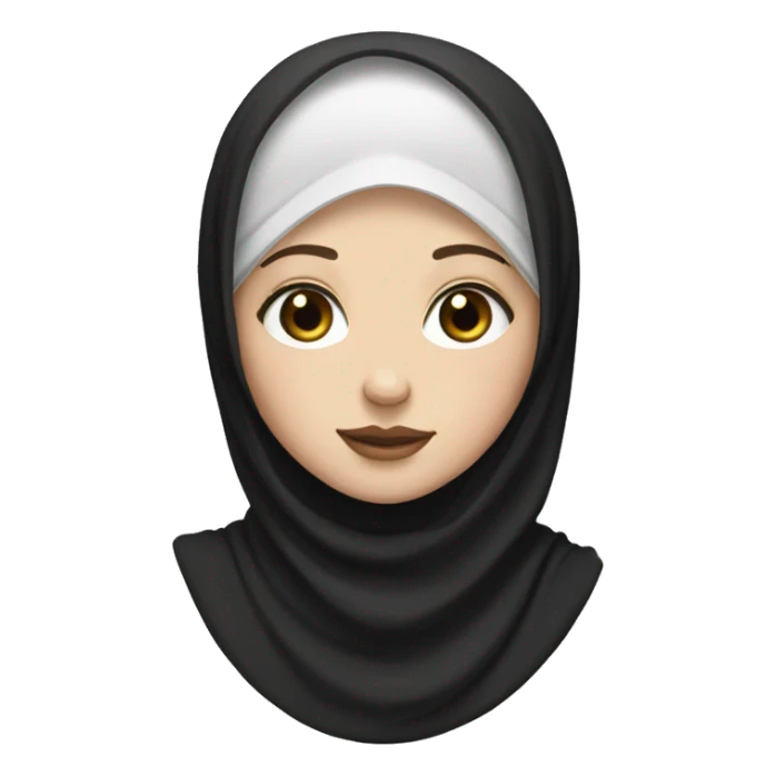White girl with black eyes wear BLACK hijab sticker