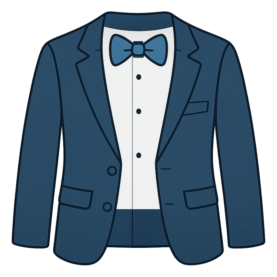 flat toon style blue tuxedo with open buttons sticker