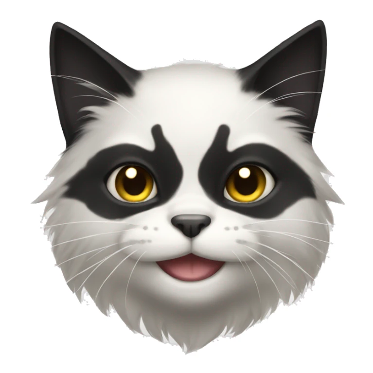 Black white cat long hair looking like Batman sticker