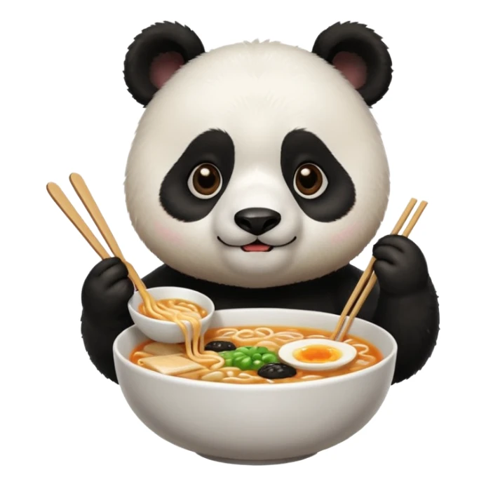 cute hungry panda eating ramen  sticker