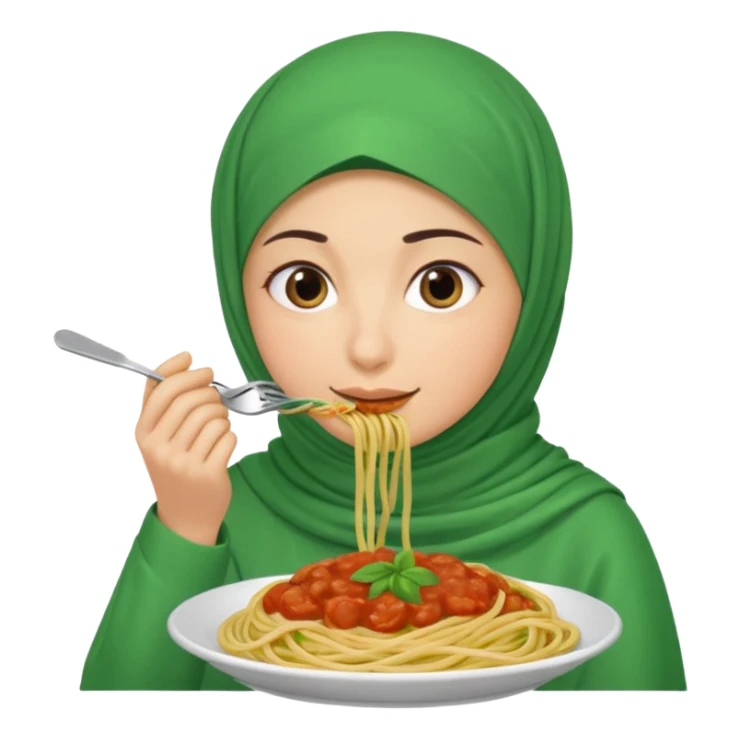 muslim hijau eat spageti sticker