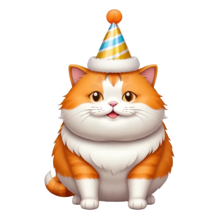 fat cat with birthday hat emoji sticker