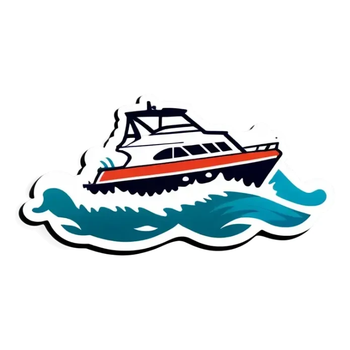 recreational boat in waves sticker