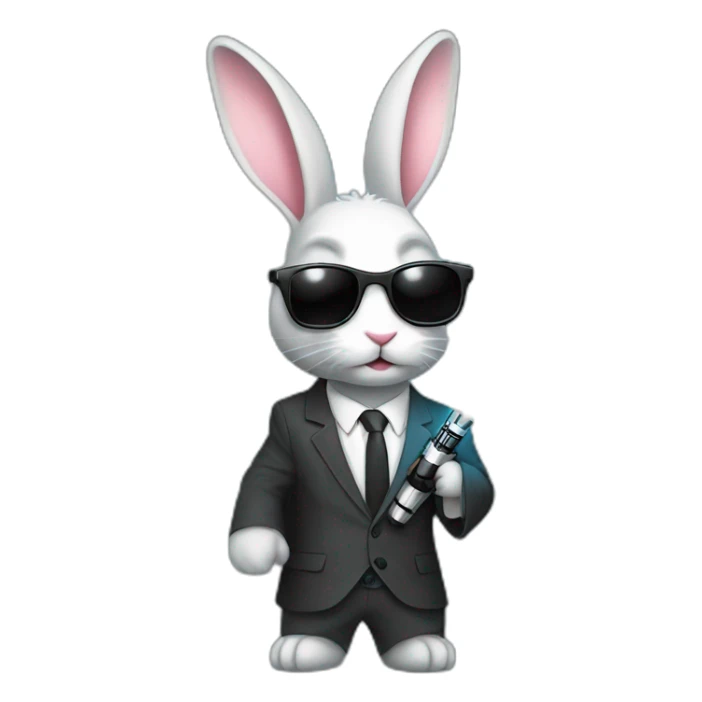 Rabbit with suit and sunglasses and  lightsaber light on completely sticker