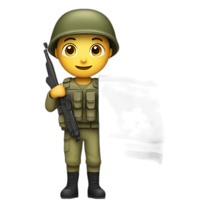 A soldier holding an Israeli flag sticker