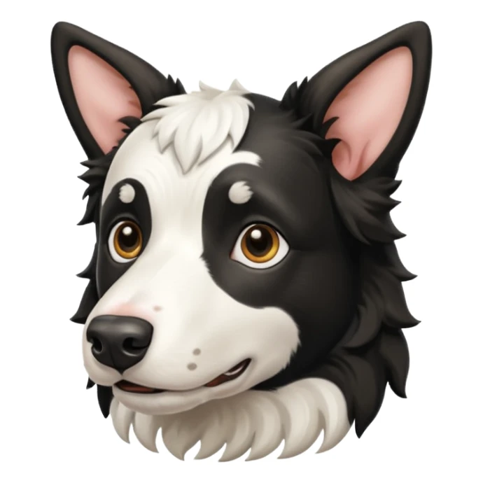 A black and white border collie with cow's horns. sticker
