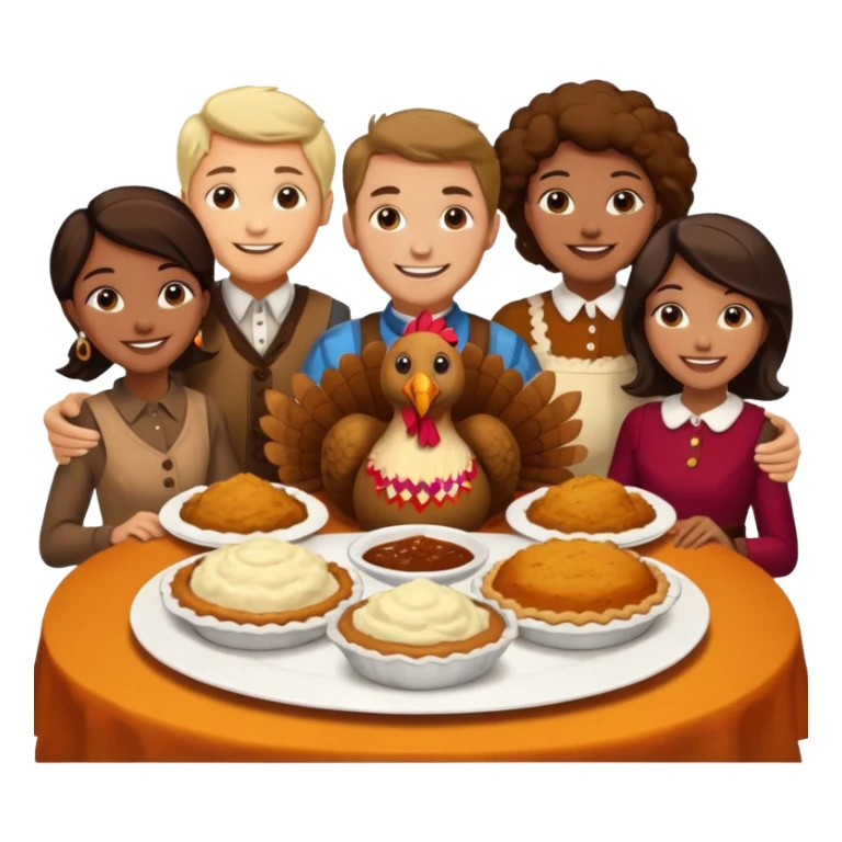 Thanksgiving Dinner with friends of all different races sticker
