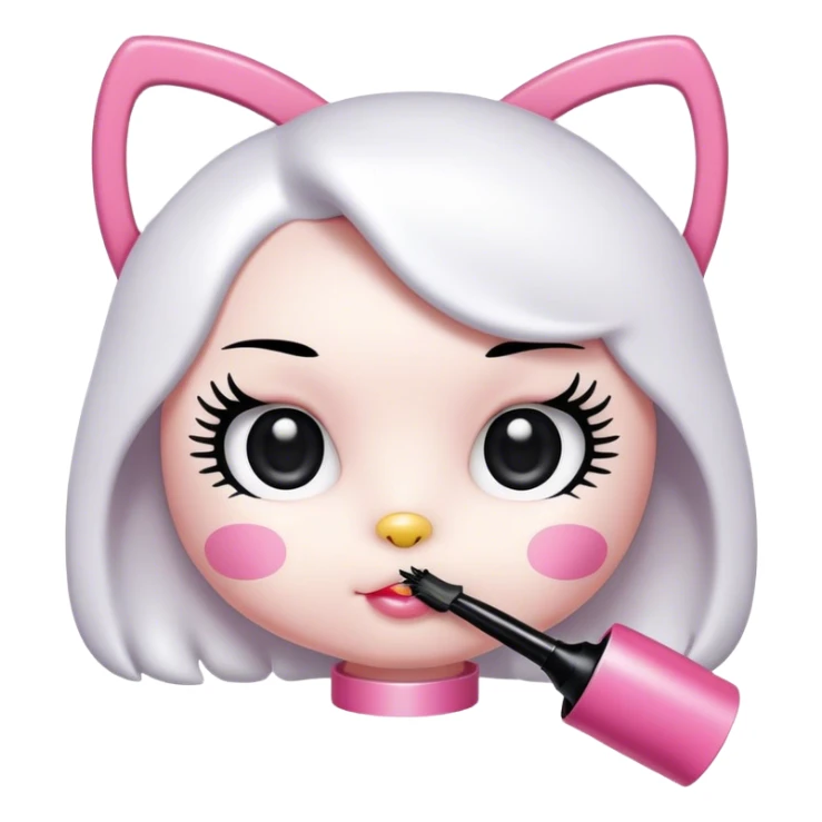  hello Kitty SANRIO holding an eyelash mascara spoolie sticker