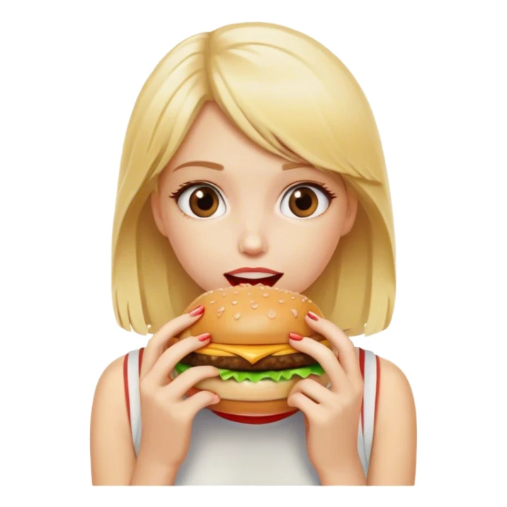 blonde girl eating hamburger sticker