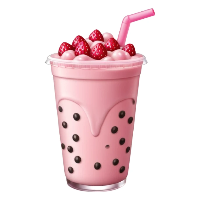strawberry boba milk tea sticker