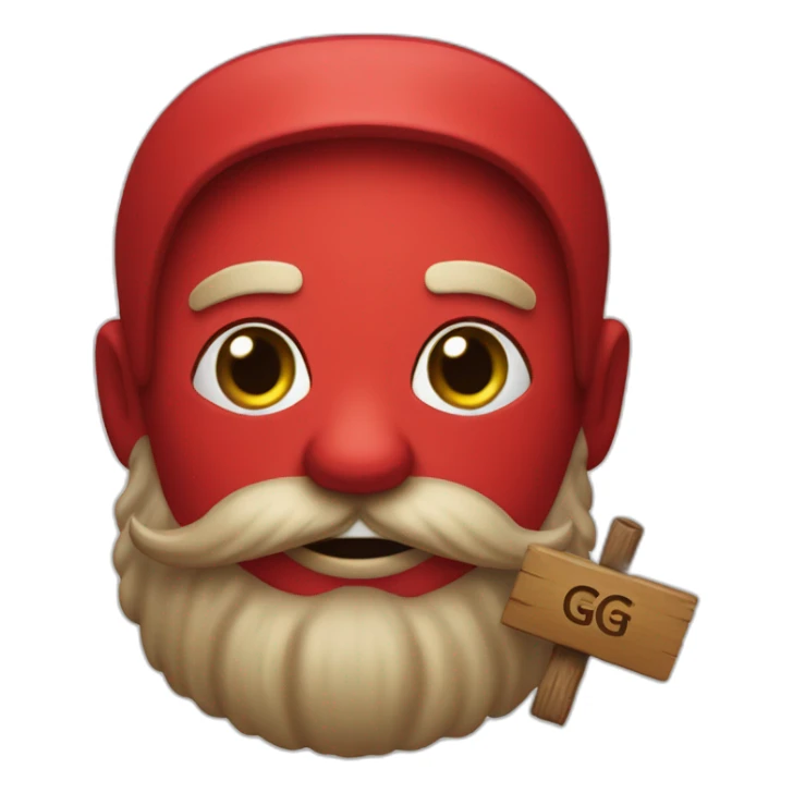 Red Cathulu with a beard holding a sign saying GG sticker