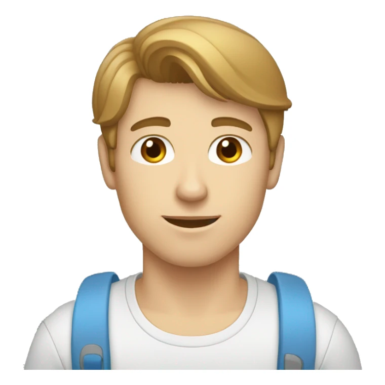 guy with light brown hair and light blue eyes typing on a computer sticker