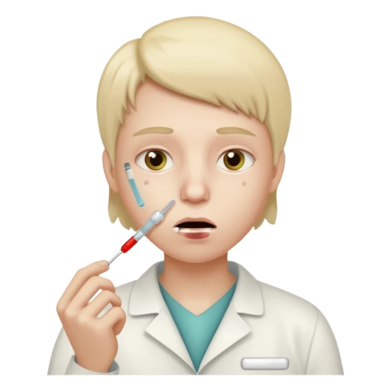 persona enferma con un termometro en la boca  pero que no tenga ropa de enferma y con una cara mas enferma sticker