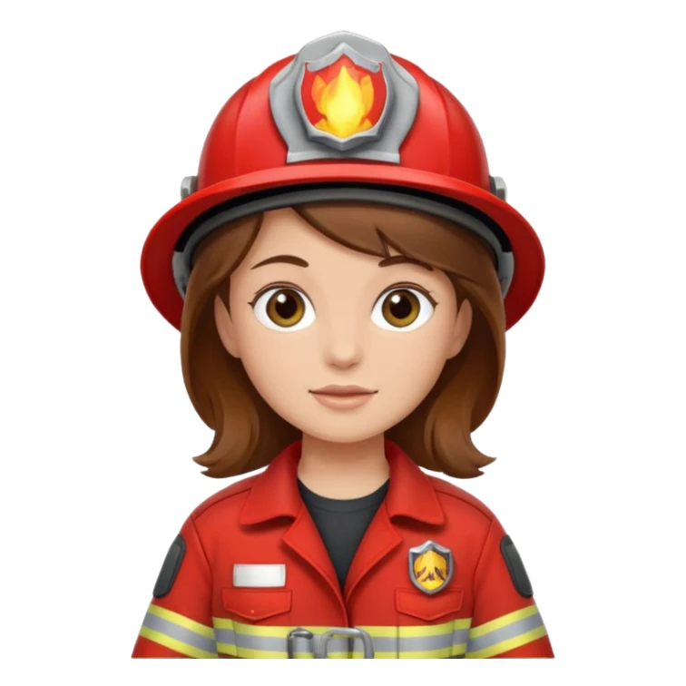 girl fireman with brown hair sticker