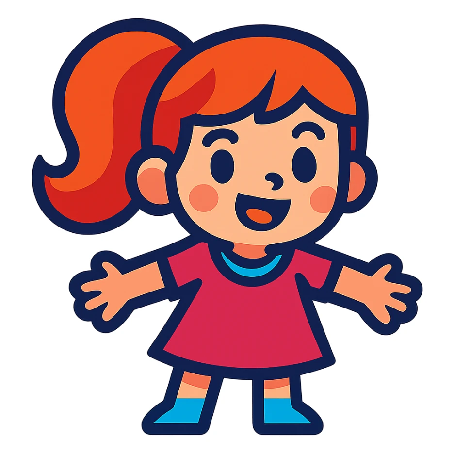 cute girl, vibrant toon style sticker