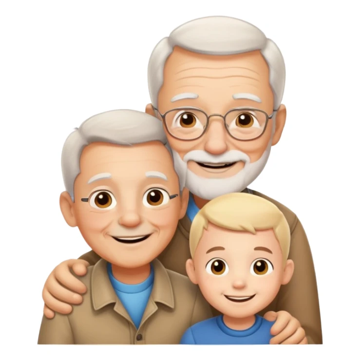 small kid with grandpa, smiling together, warm and friendly sticker