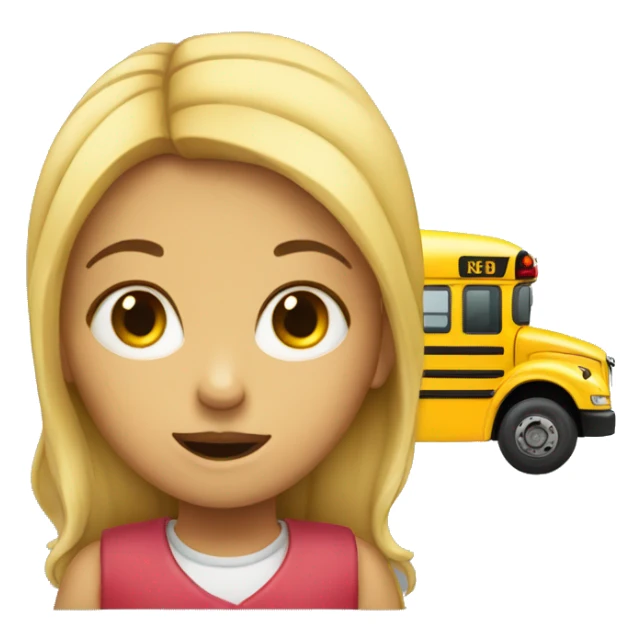 Girl eating school bus sticker