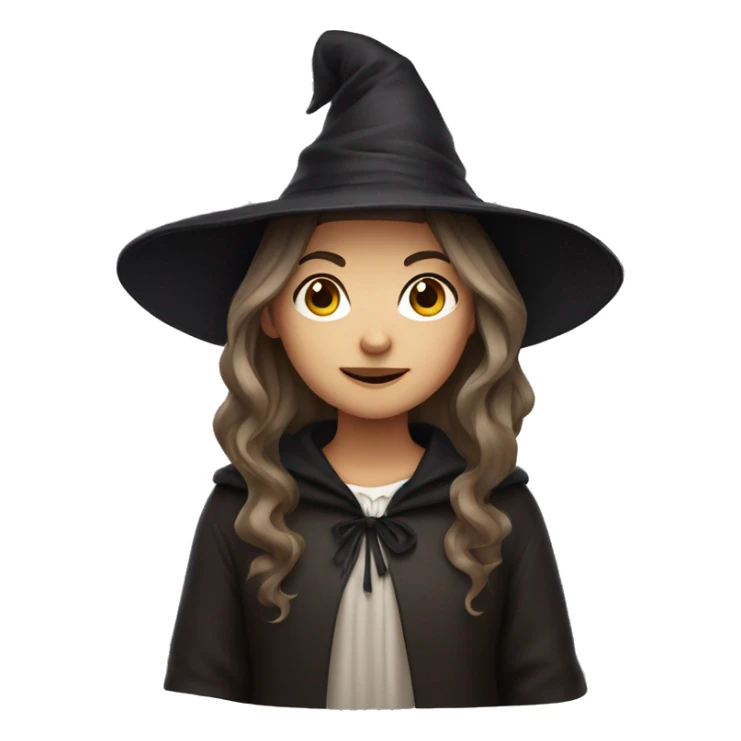 white brown hair girl standing up dressed as a witch sticker