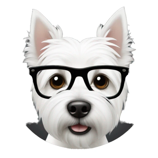 west highland white terrier with black glasses sticker