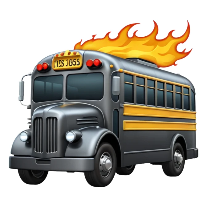 Darth Vader’s Batman-armored 1936 graphite colored school bus with horizontal holographic flames  sticker