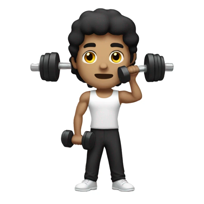 White Man with black hair holding a Dumbell sticker