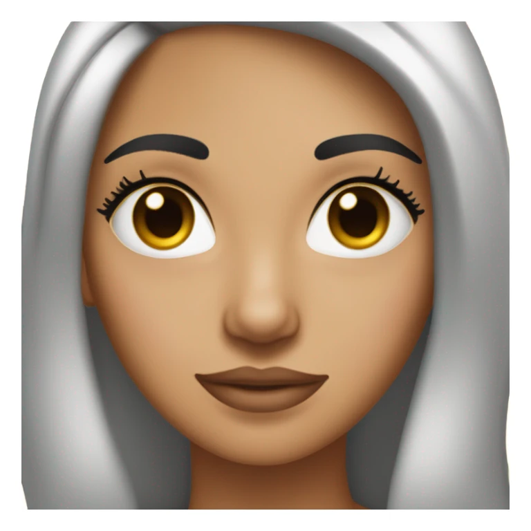 Light to Tan Skin Long Lash Nice eyebrows dark brown big eyes with long right parted hair  sticker