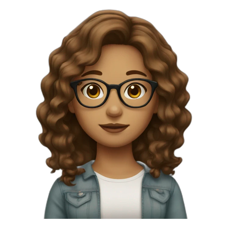 Girl with glasses Wavy brown hair sticker