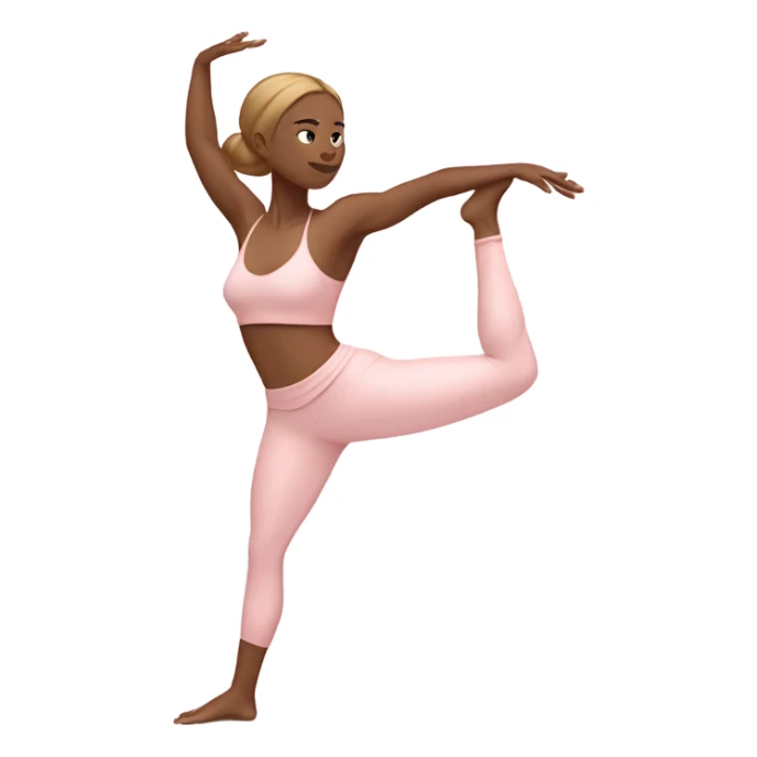 light brown hair yoga girl light pink clothes warrior pose  sticker