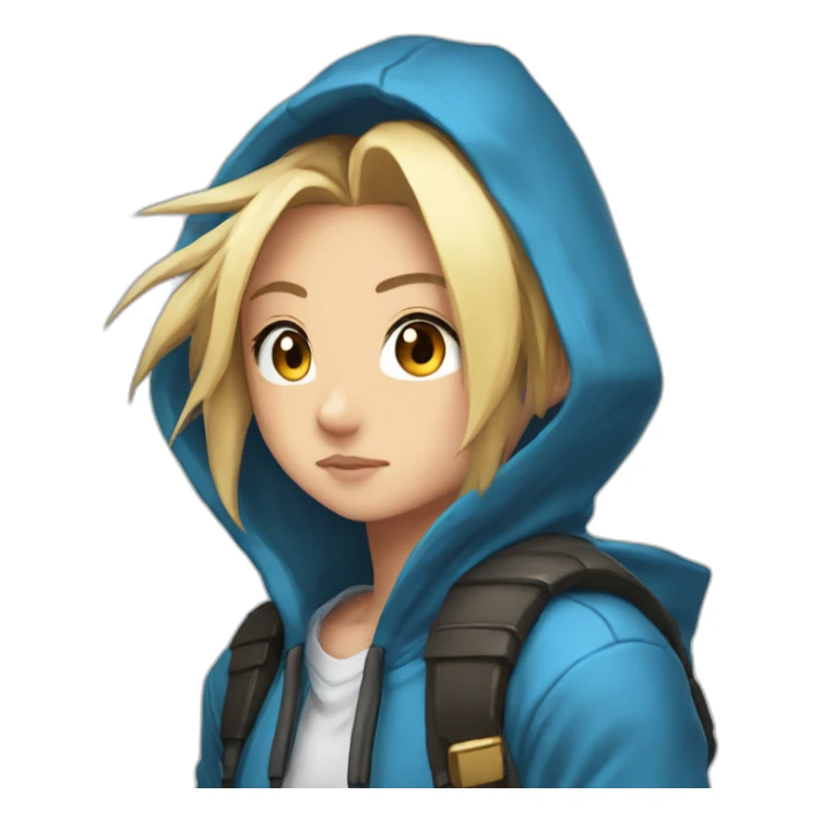 bridget guilty gear cute face and a blue hoodie sticker