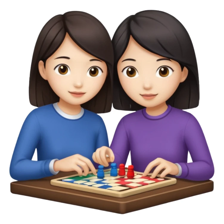 asian girl playing a boardgame with her friend sticker