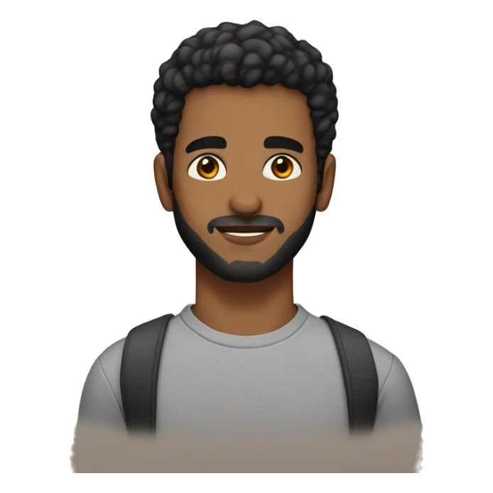 A 23 year old, North African man, with short black hair, with short beard facial hair,   with brown eyes wearing a t-shirt. sticker