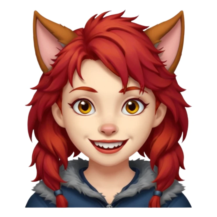 Werewolf red hair girl with a smile sticker