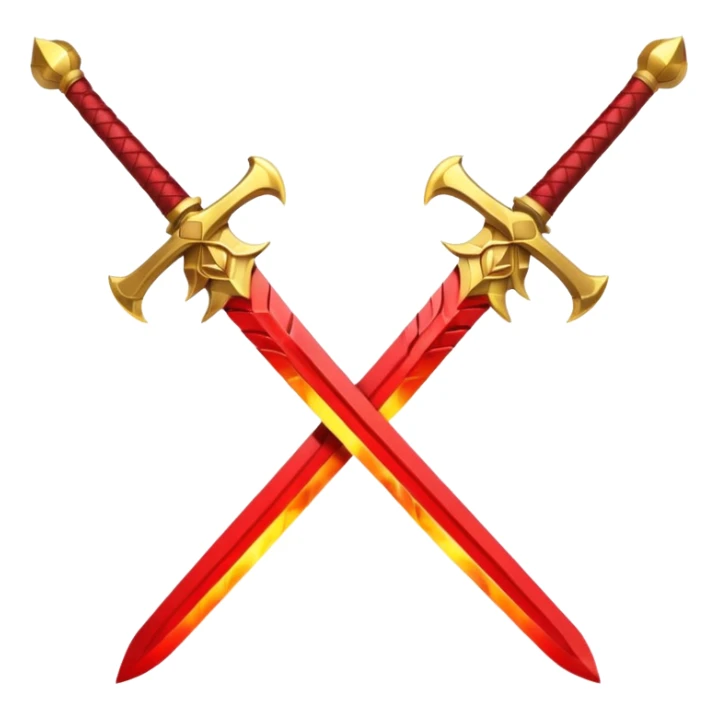 Three fiery royal golden swords crossed with red blade sticker