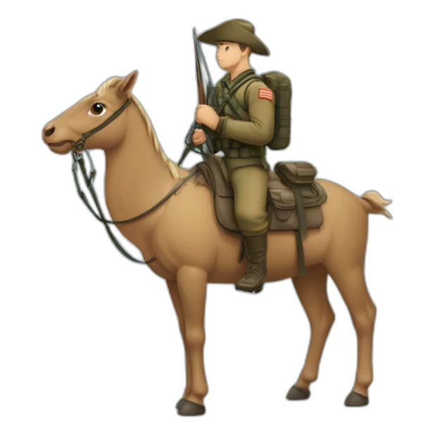 marine léo en sûr un chameau sticker