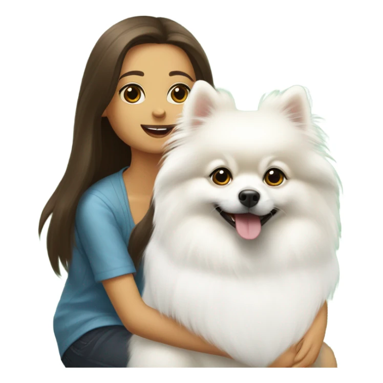 White pomeranian with brunette Girl sticker