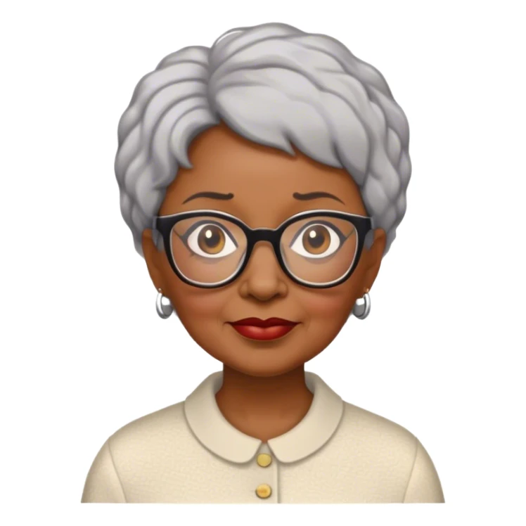 older black lady with short hair and glasses sticker