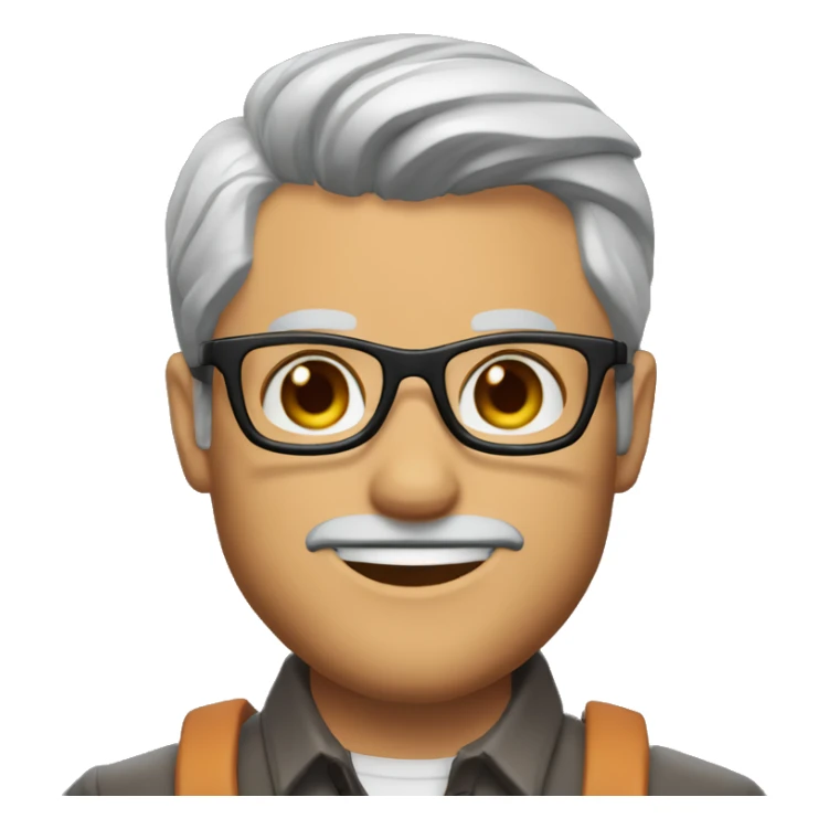 Memoji of Jacked Andrew Huberman Silver fox, tortoiseshell glasses, crisp button-downs, muscular sticker