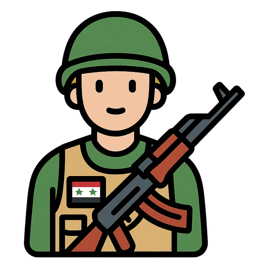 Syrian soldier with AK 47 sticker