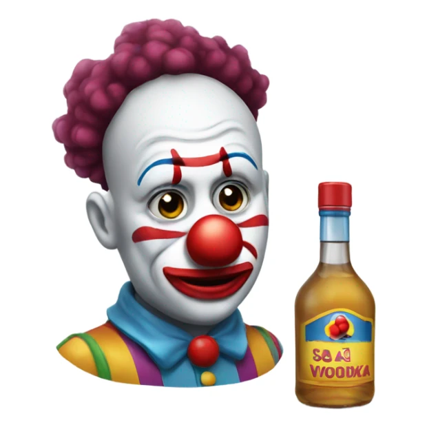 clown emoji sad with bottle of vodka sticker
