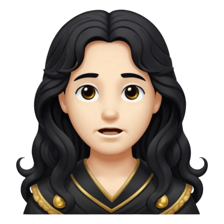 Pluto from The Olympians with long black wavy hair, black stola sticker