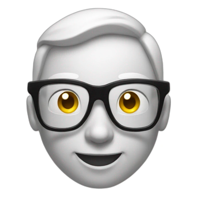 Standart smile, emoji, smart, in transparent glasses, smiling sticker