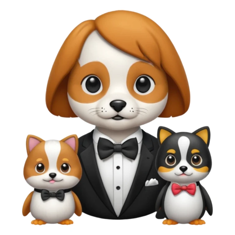 Mother Cat,Grandpa dog and peinguin kid sticker