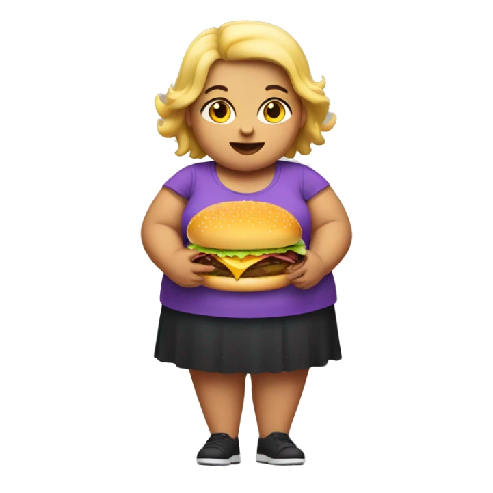 fat girl holding a burger sticker