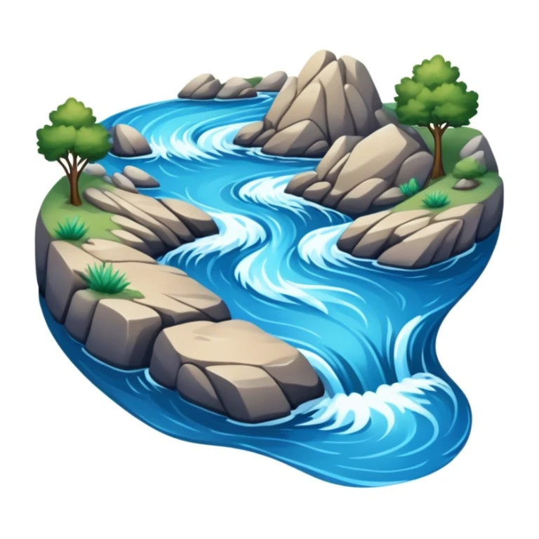Flowing river with clear blue water and small waves sticker