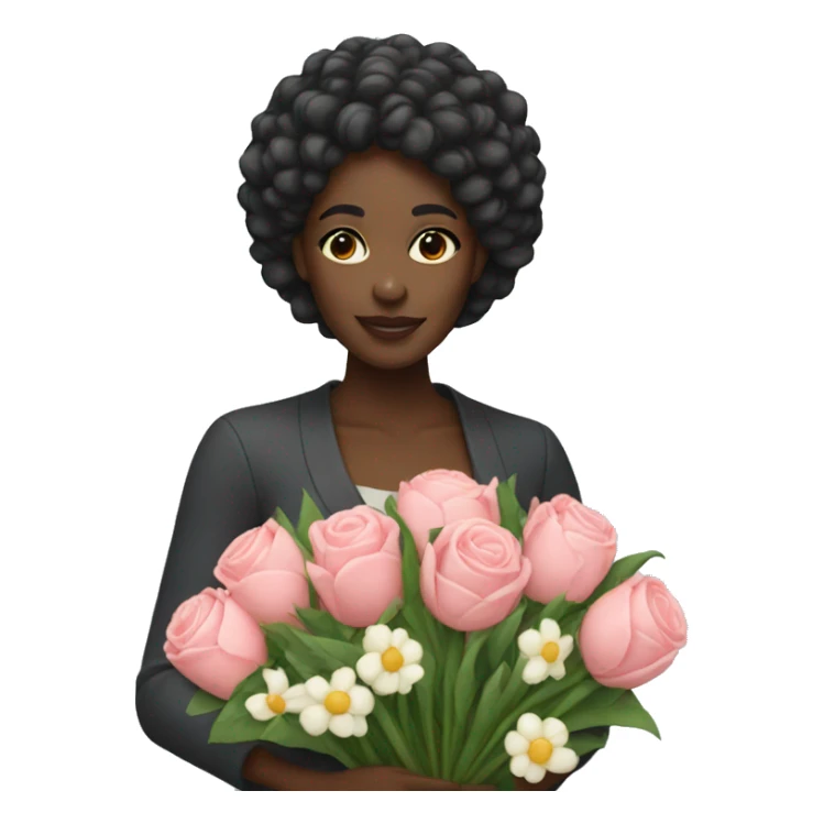 Black woman holding bouquet sticker